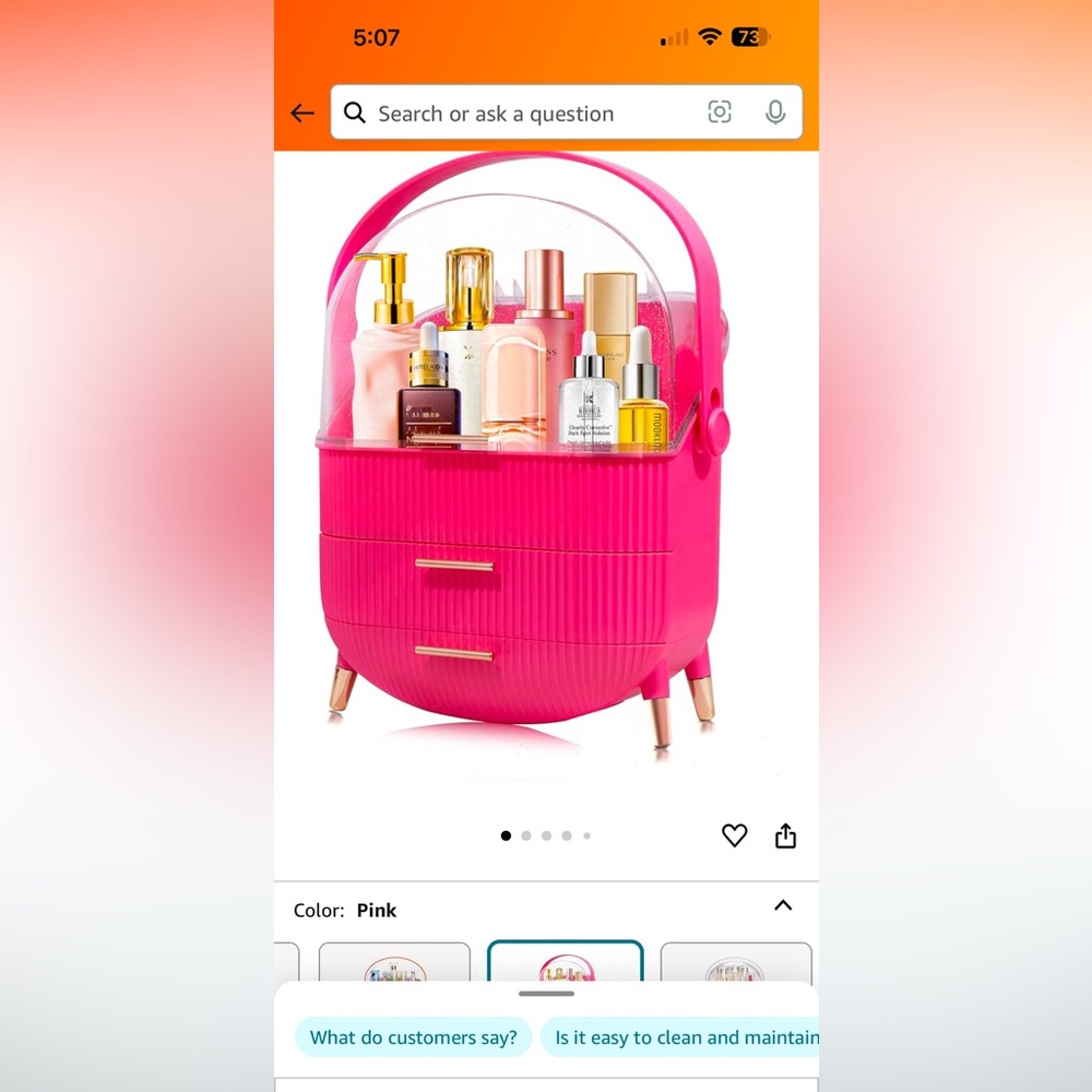 New In Box Hot Pink Egg Makeup Organizer